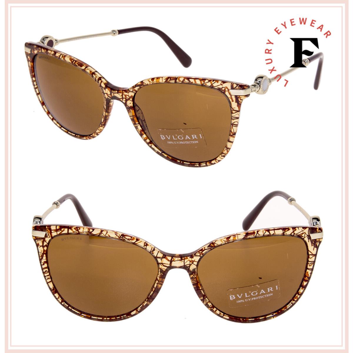 Bvlgari BV8206 Gold Brown San Pietrino Flip Medallion Metal Sunglasses 8206