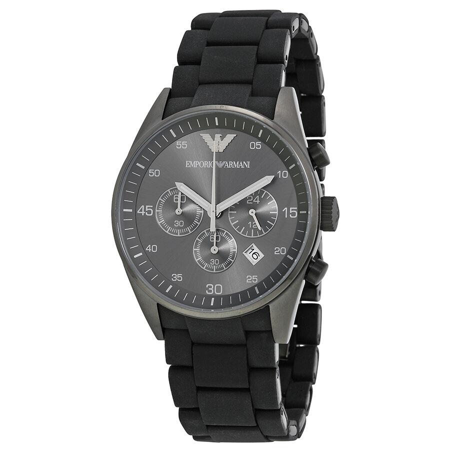 Emporio Armani Black Silicone Wrap Stainless Steel Large Men WATCH-AR5889