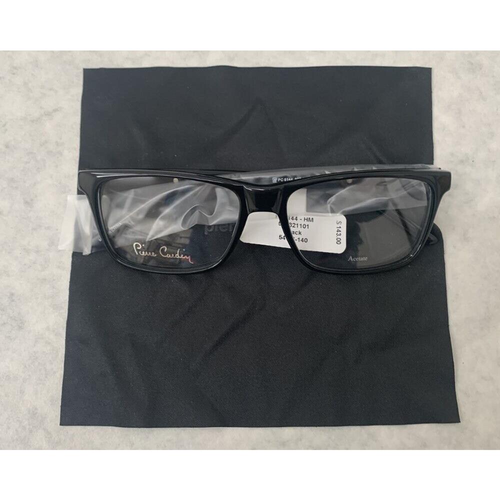 Pierre Cardin PC6144-HM Rectangle Full Rim Acetate Black Eyeglasses w/ Case
