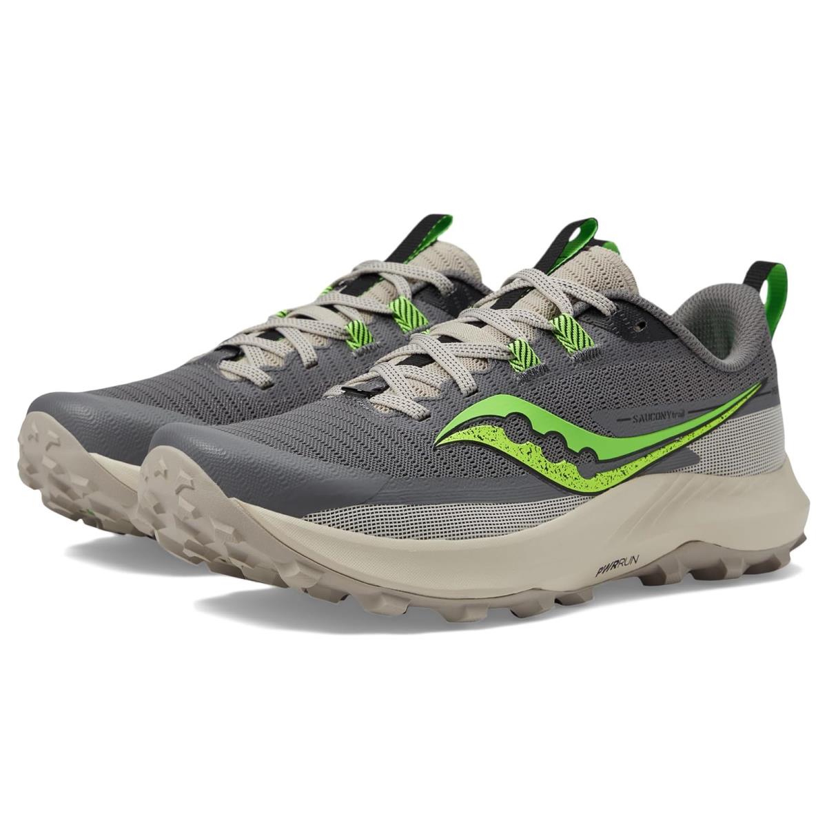 Man`s Sneakers Athletic Shoes Saucony Peregrine 13 Gravel/Slime