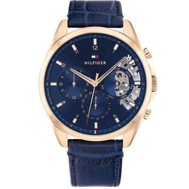 Tommy Hilfiger Baker Multifunction Blue Dial Leather Strap Men s Watch 1710451