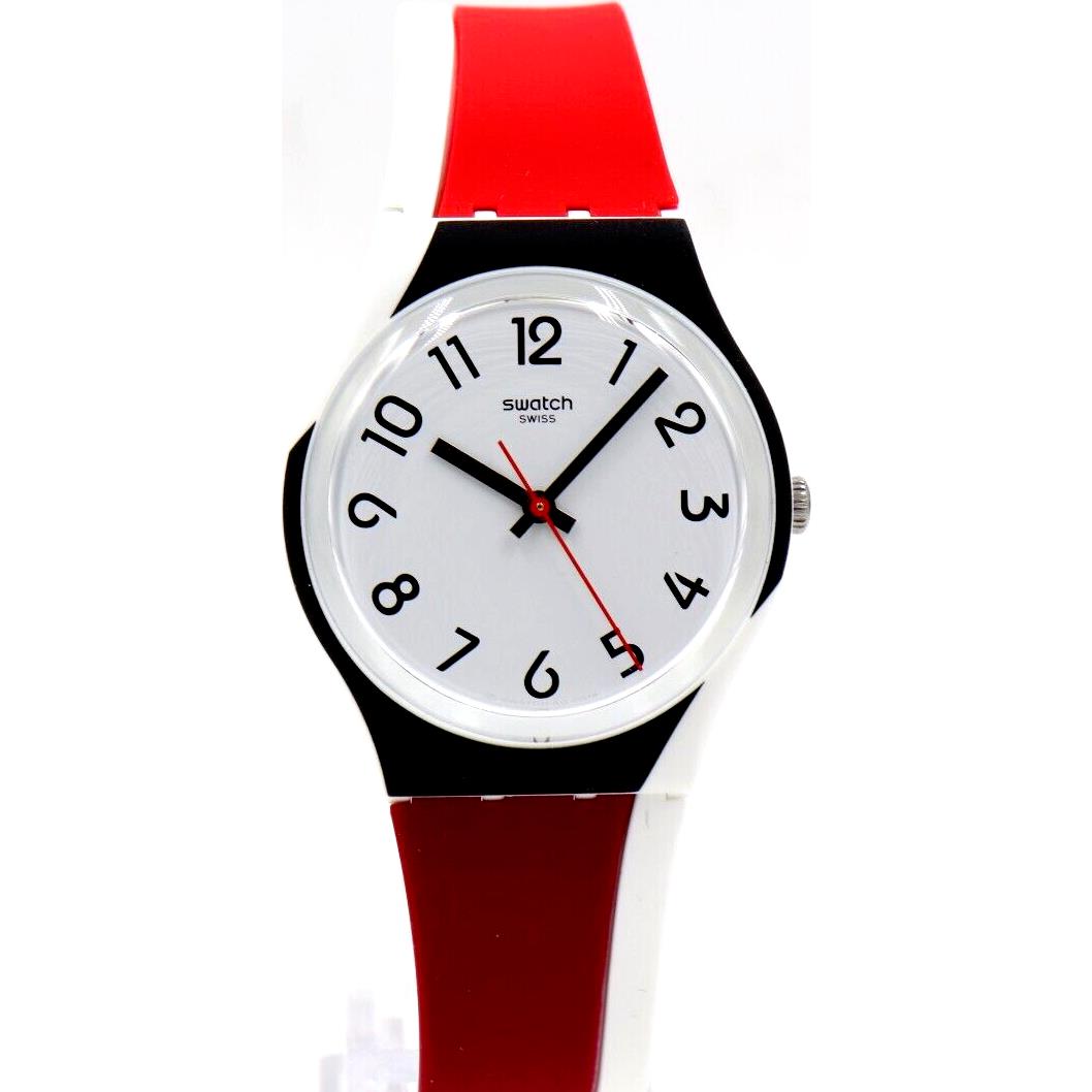 Swiss Swatch Redtwist Silicone Easy Reader Watch 34mm GW208