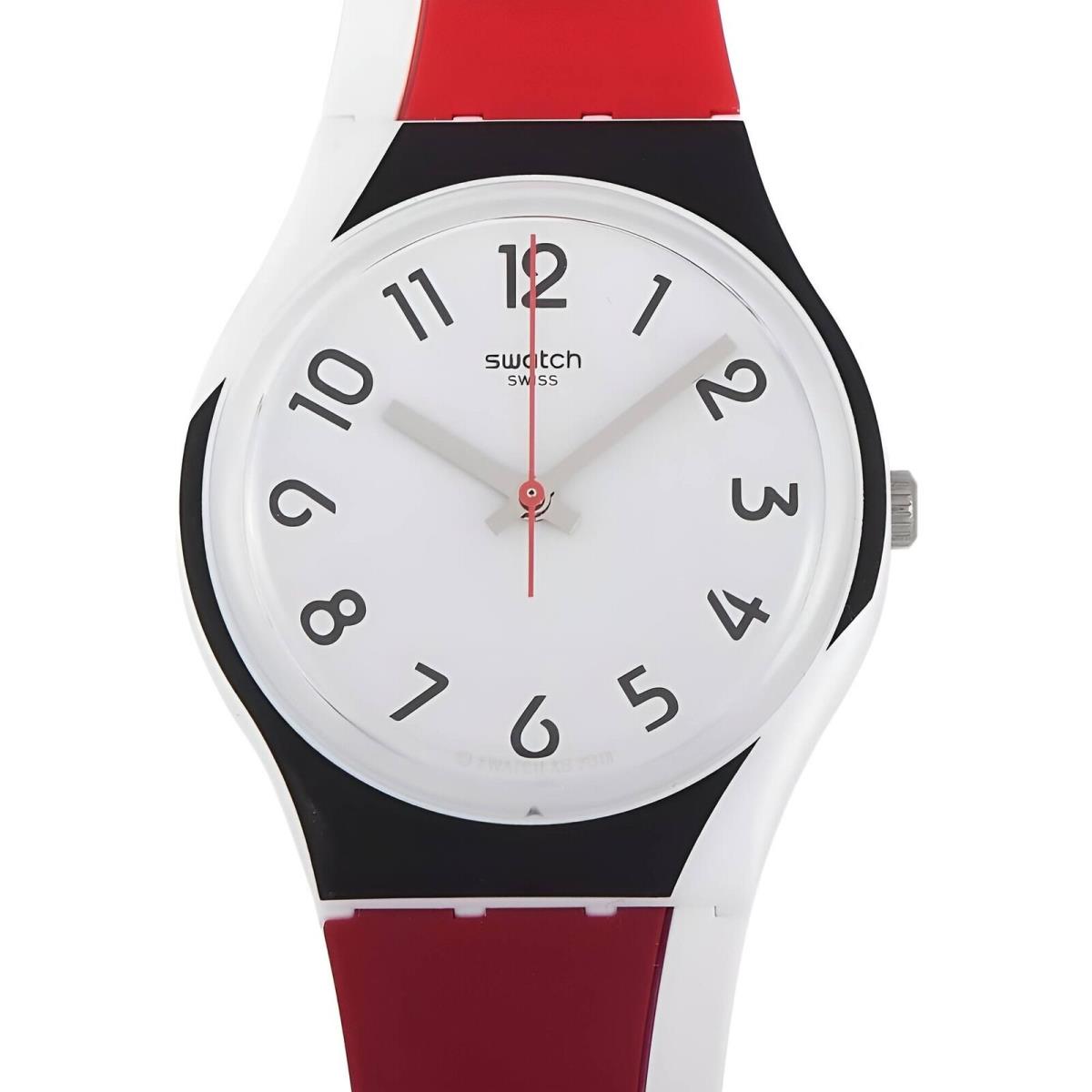 Swatch Unisex Watch - Redtwist Quartz White Dial Silicone Rubber Strap GW208