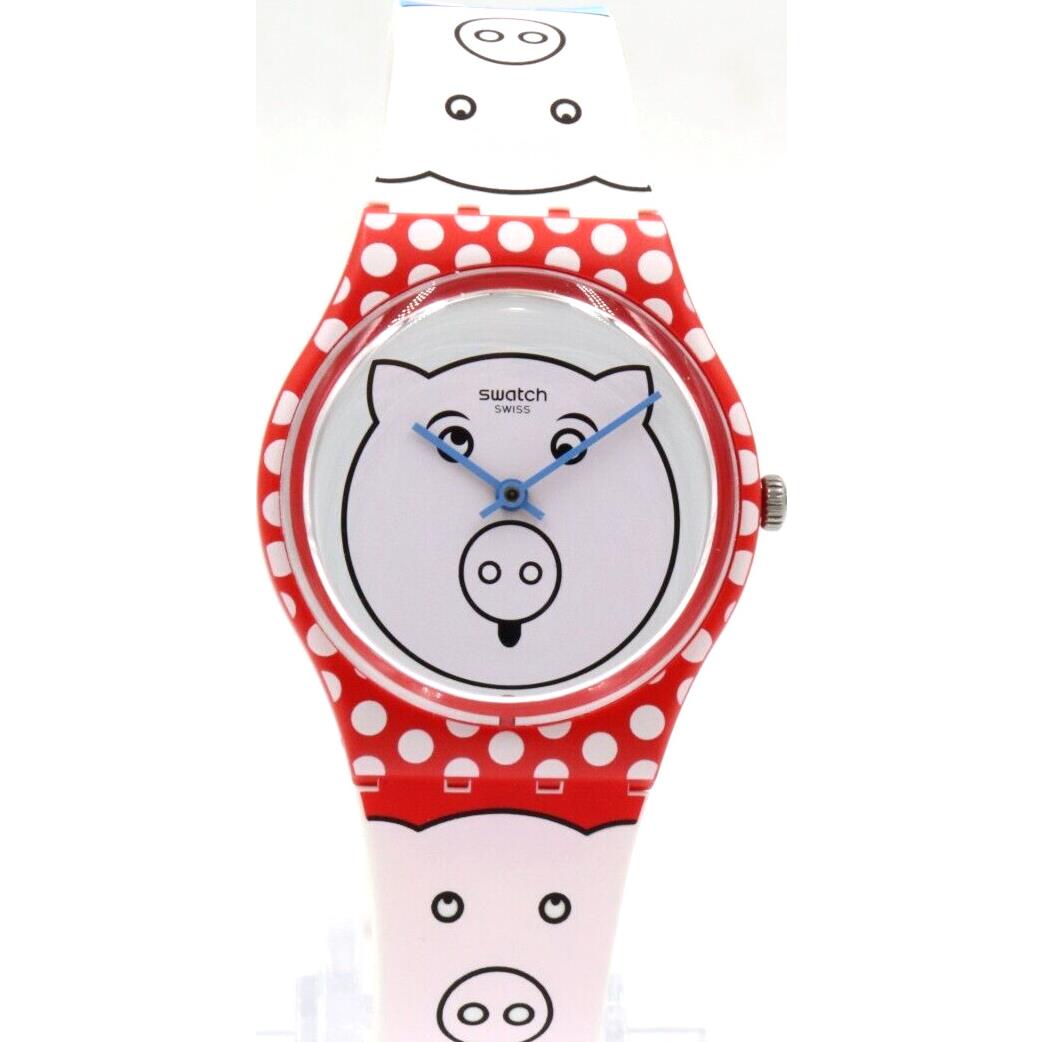 Swatch Originals Petit Cochon White 3 Little Pigs Theme Watch 34mm GR169