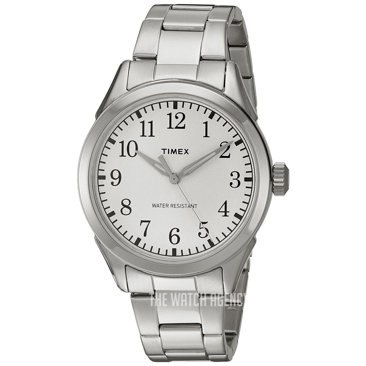 Timex Briarwood Terrace Stainless Steel Band Men s Watch TW2P99800 - Dial: Silver-Tone, Band: Silver-Tone, Bezel: White