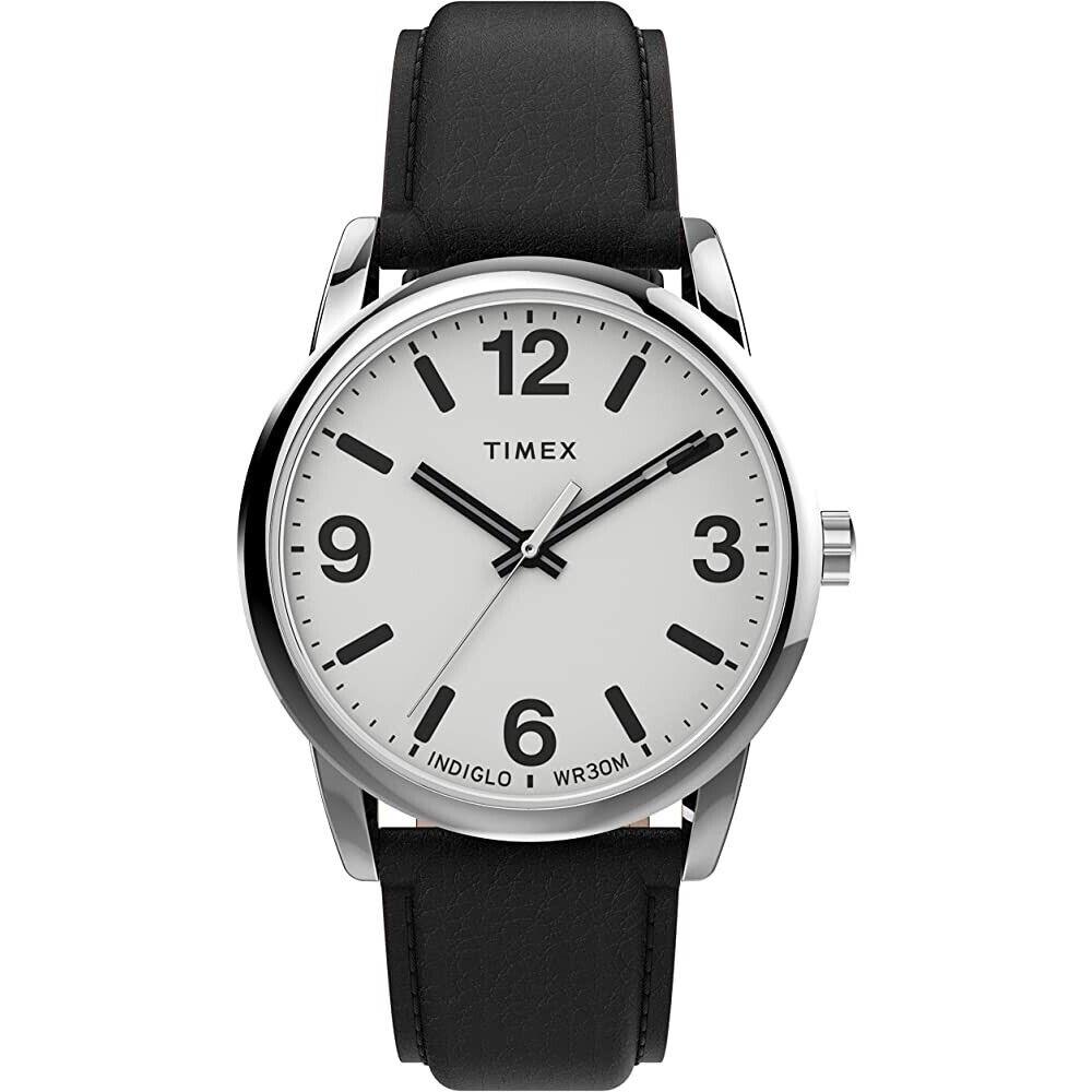 Timex Easy Reader 38mm Men`s Indiglo Black Leather Strap Watch TW2U71700