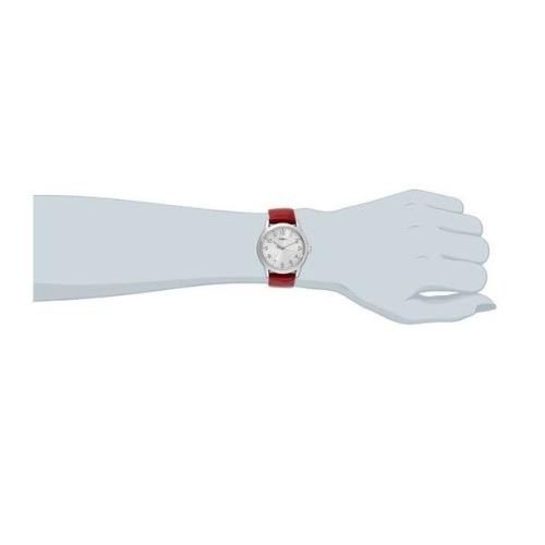 Timex Red Patent Shiny Leather Band Silver Tone WATCH-T2P085