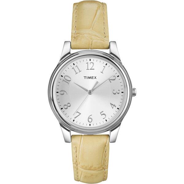 Timex Silver Tone Beige Croc Patent Leather Band Indiglo WATCH-T2P1282M