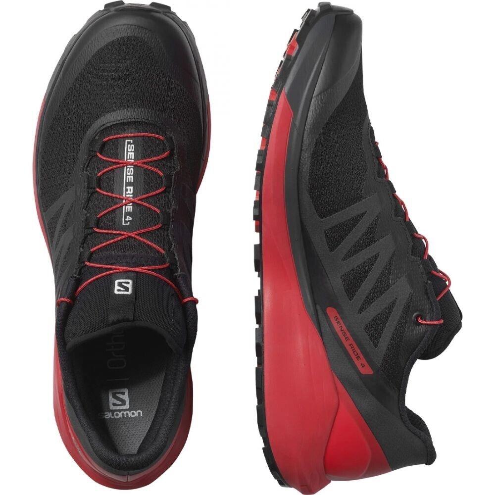 Men s Salomon Sense Ride 4 Trail Running Shoes - US Size 12 - Black Goji Berry