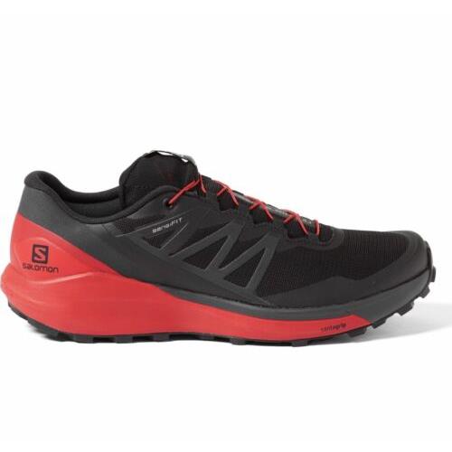 Salomon Shoes Men`s Size 13 Sense Ride 4 Black Red Trail Running 413781