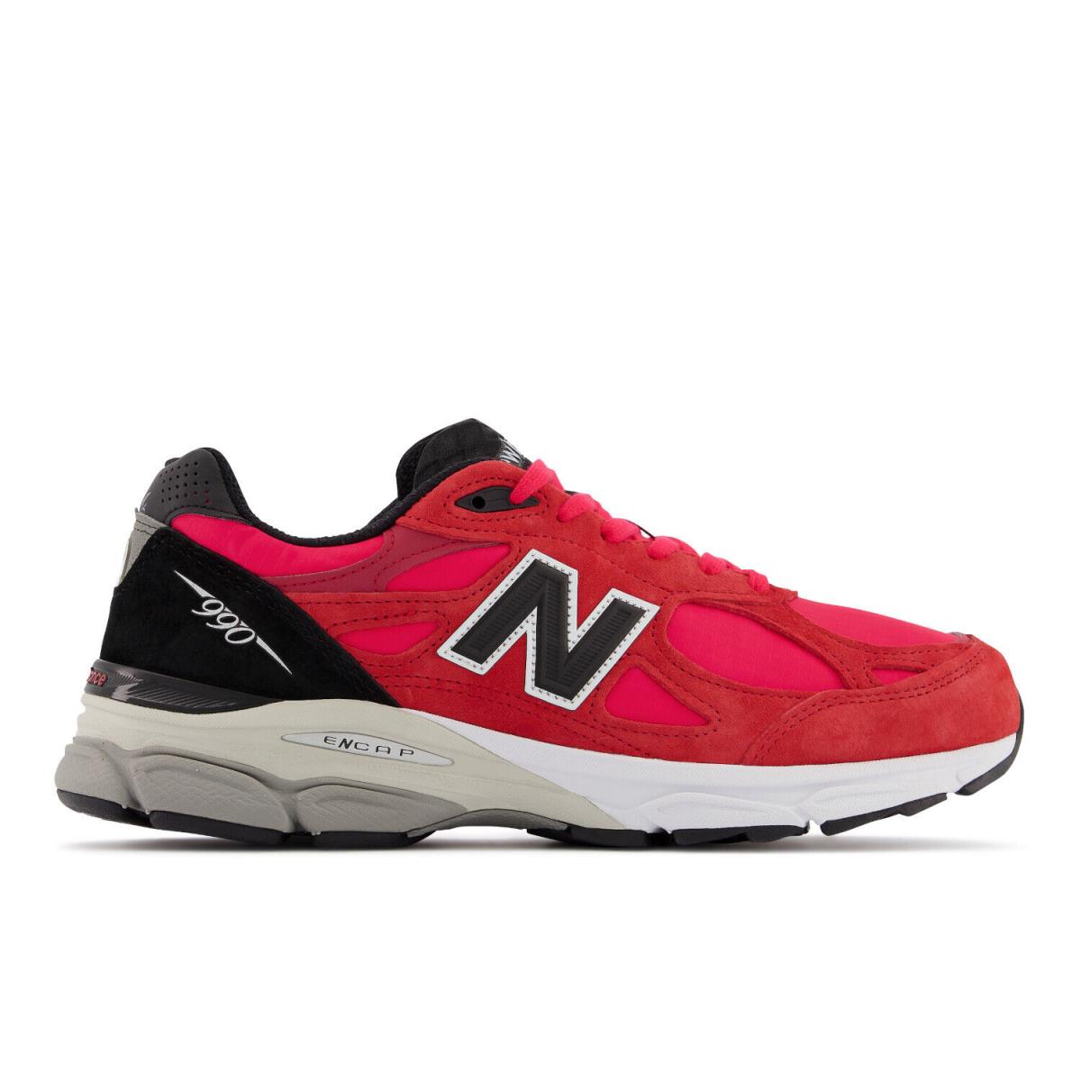 New Balance Men`s Made In Usa 990v5 Red Core Suede Running Shoes - Red