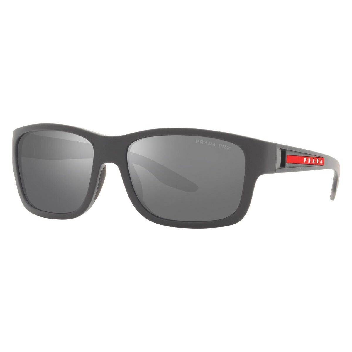 Prada Linea Rossa Sport Dark Gray Hydrophobic Rectangular Men Sunglasses PS01WS