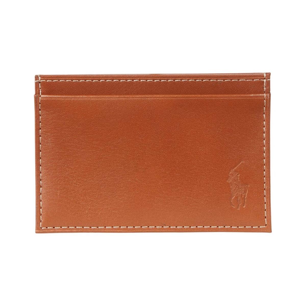 Polo Ralph Lauren Card Case Burnished Leather Wallet Brown -nwt