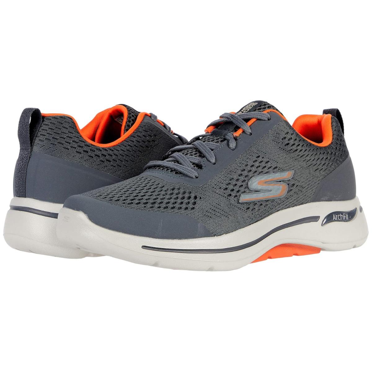 Man`s Shoes Skechers Performance Go Walk Arch Fit - Idyllic Charcoal/Orange