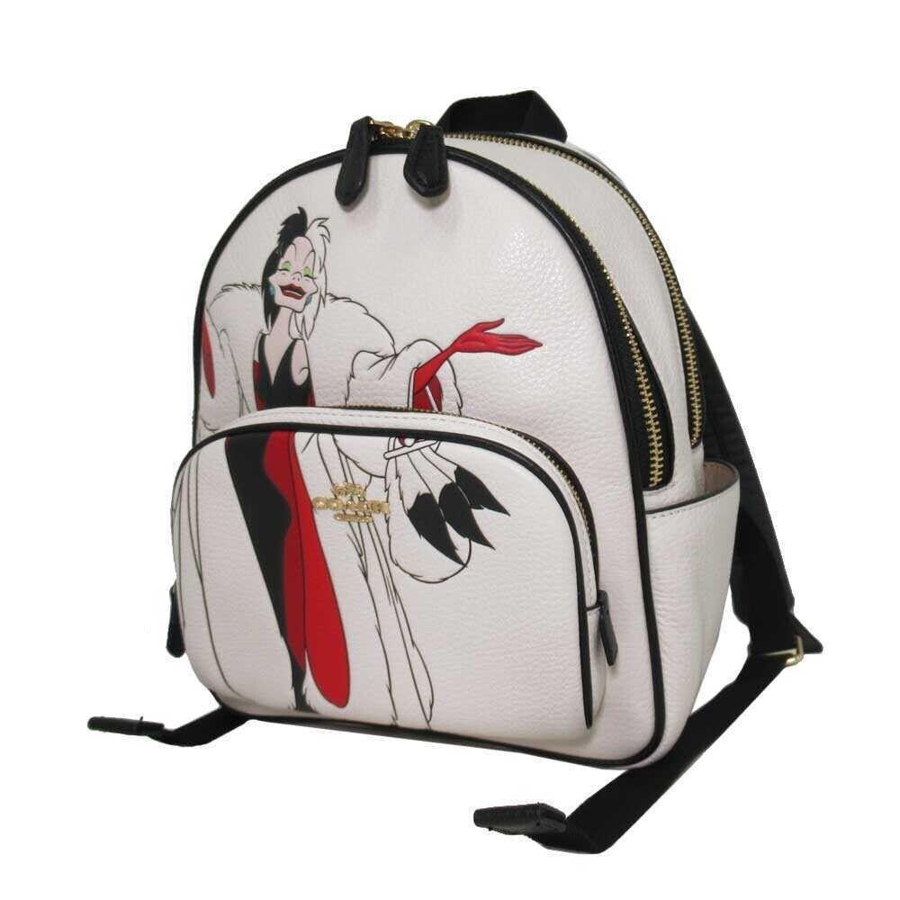 Coach X Disney Mini Court Backpack with Cruella Motif Chalk CC158