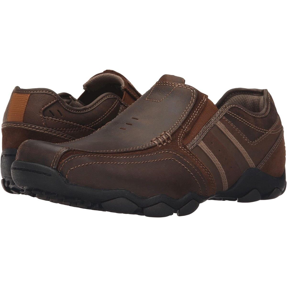 Skechers Men Diameter Zinroy Memory Foam Leather Shoes 64275 Dark Brown Size 11 - Brown