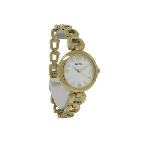 Bulova 97L138 Women`s Round Analog Mother of Pearl Gold Tone Watch