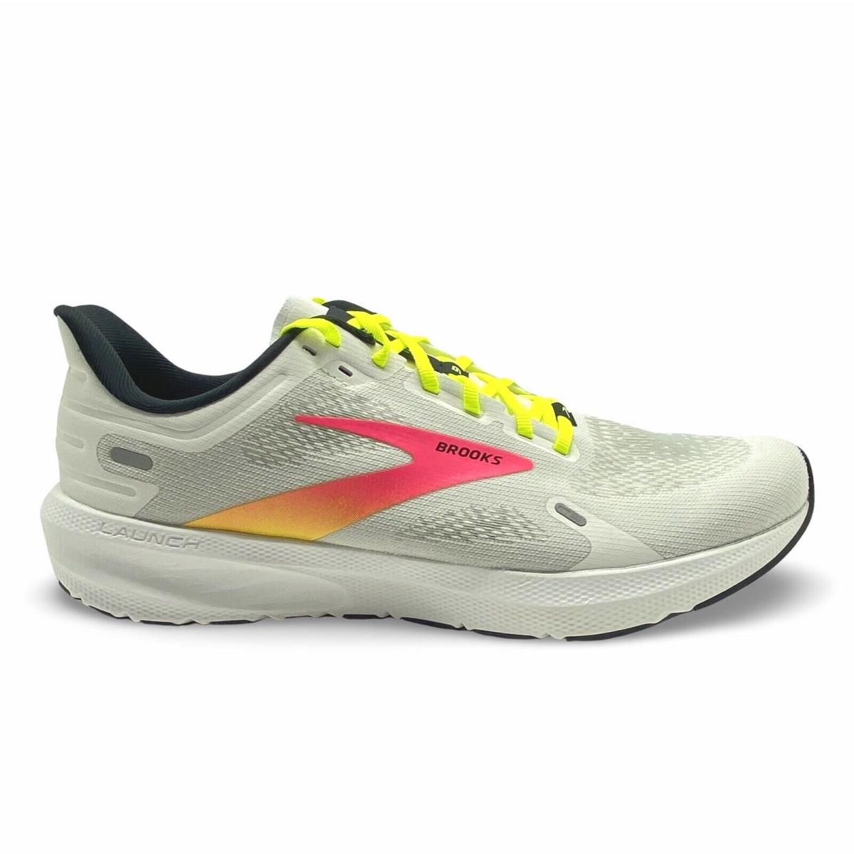 Brooks Launch 9 Speed Men`s Size 12 White Pink Volt Running Shoes 1103861D148