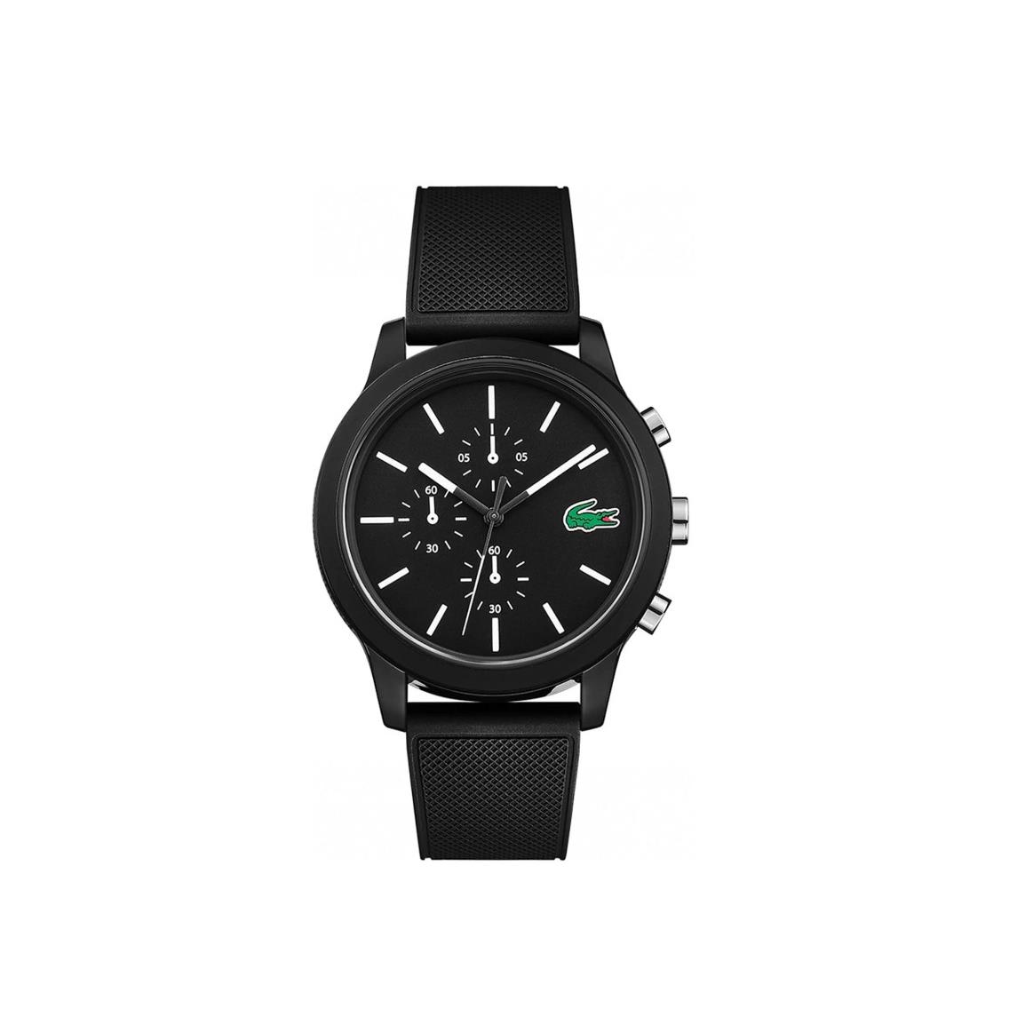 Lacoste 2010972 12.12 Black Chronograph Dial Black Silicone Mens Watch