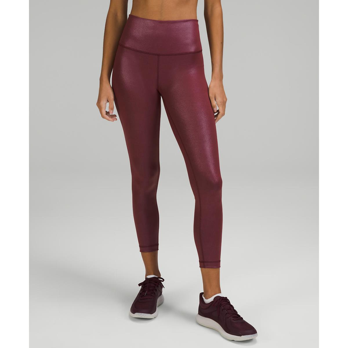 Lululemon Wunder Train High Rise Tight 25 - Retail Radiant Foil Print Red Merlot