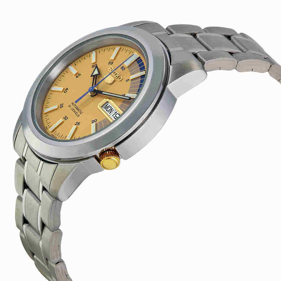 Seiko 5 Automatic Gold Dial Stainless Steel Men`s Watch SNKK29