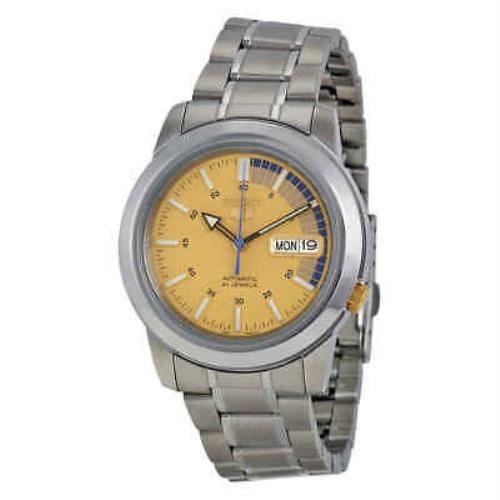 Seiko 5 Automatic Gold Dial Stainless Steel Men`s Watch SNKK29