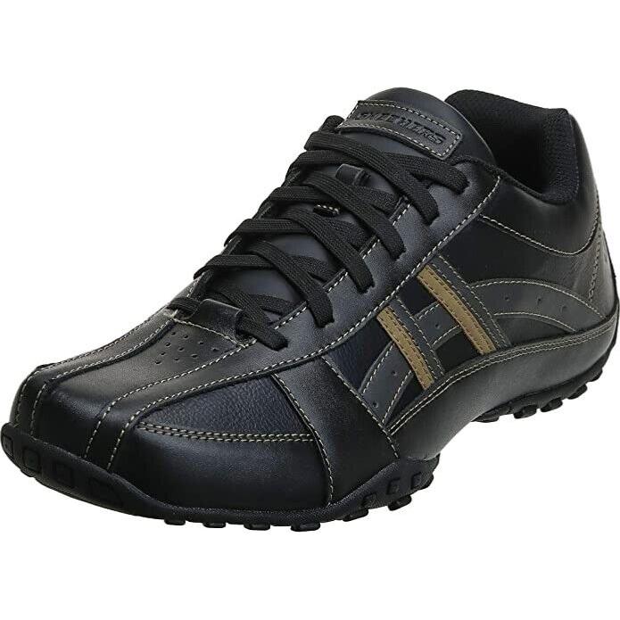 Skechers Men s Citywalk Malton Memory Foam Leather Shoes 64455 Black Size 10.5 - Black