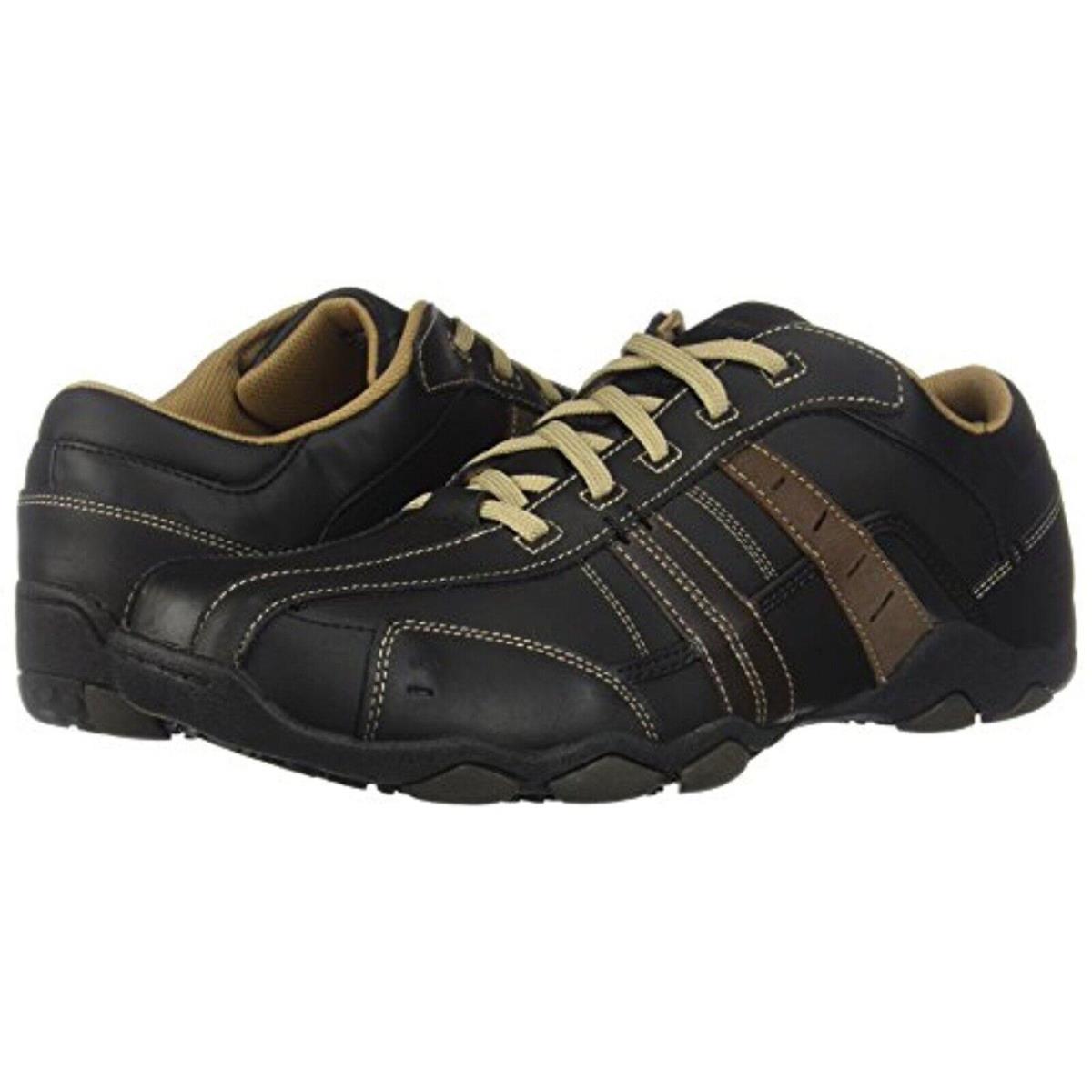 Skechers Men s Diameter Vassell Memory Foam Leather Shoes 62607 Bktn Size 9.5