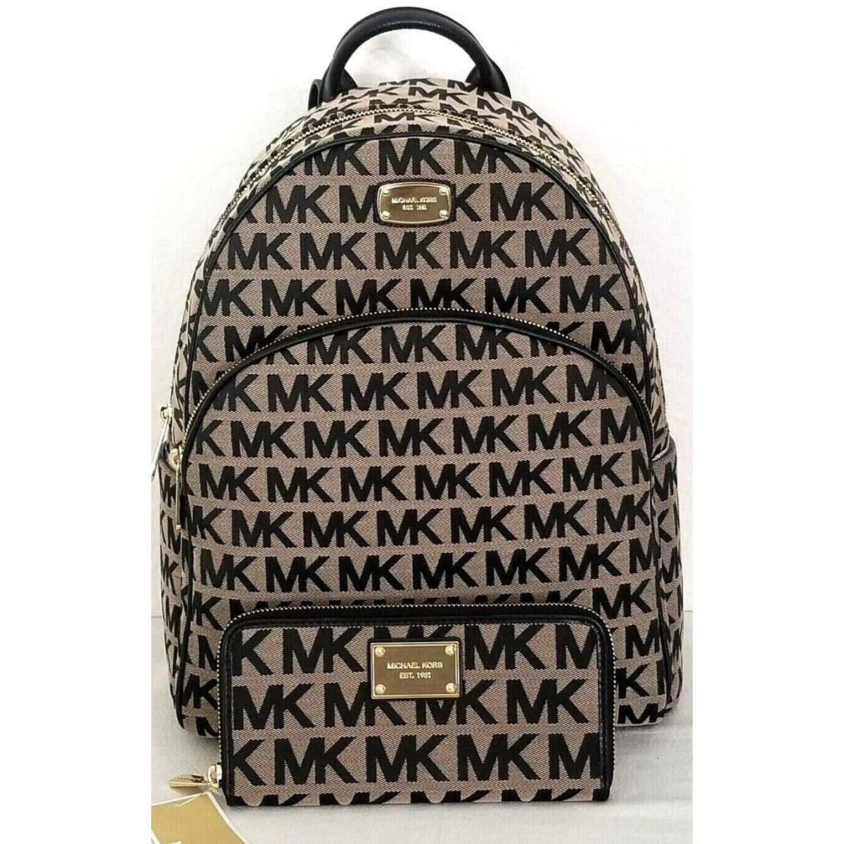 Michael Kors Abbey Black Logo Monogram Backpack Bag+/or Matching Wallet - Michael  Kors bag - 012813386257 | Fash Brands