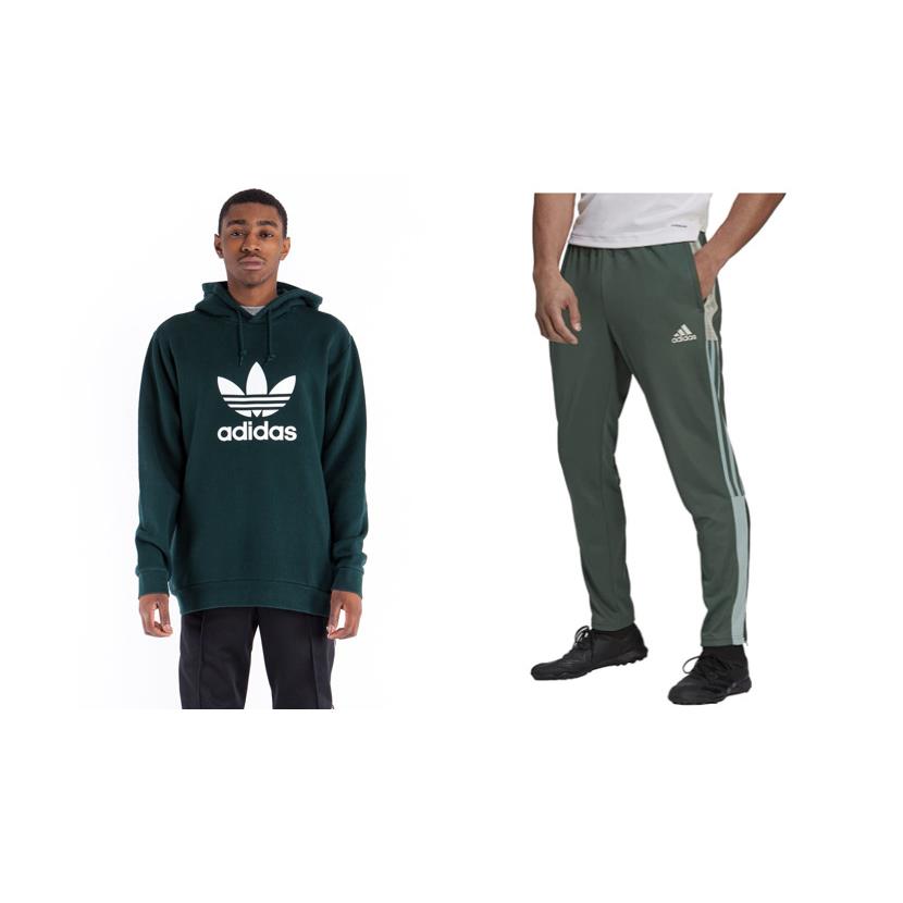 Mens Adidas Fleece Hoodie Jogger Set Pants Hooded Pullover Outfit Green