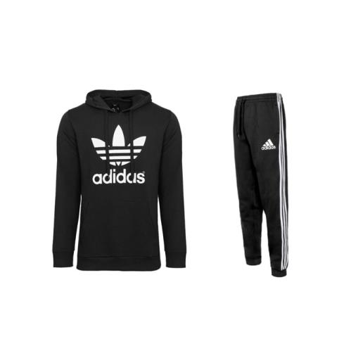 Mens Adidas Fleece Hoodie Jogger Set Pants Hooded Pullover Outfit Medium