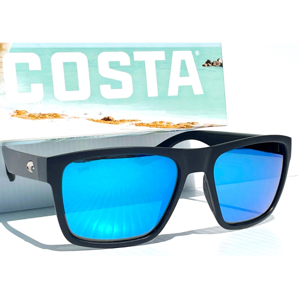 Costa Del Mar Paunch XL Matte Black Polarized Blue 580G Glass Sunglass 905001 - Frame: Black, Lens: Blue