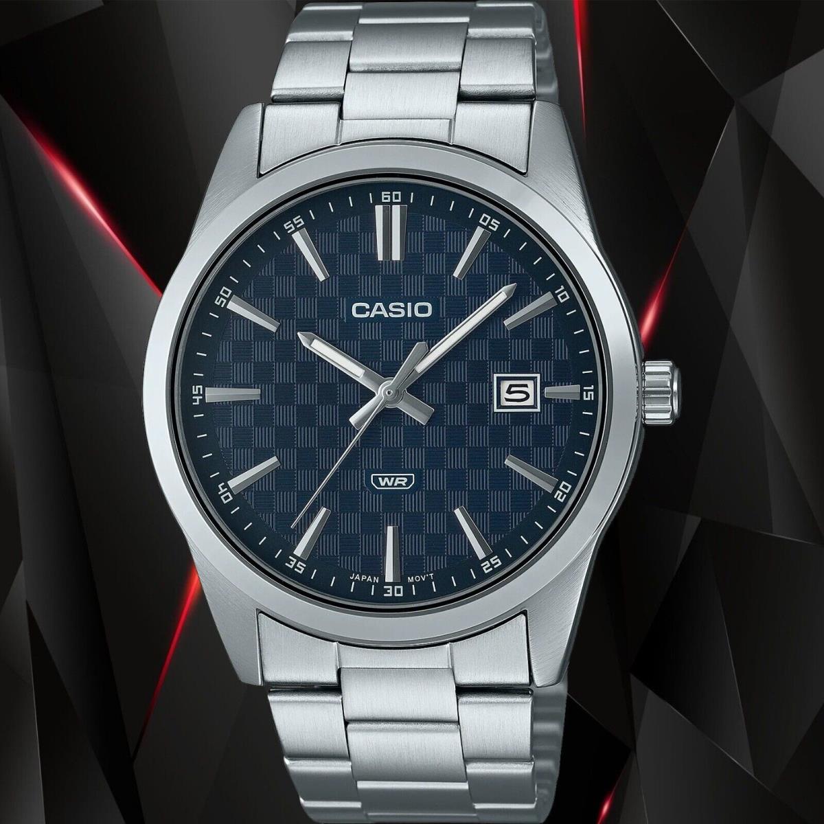 Casio MTP-VD03D-2A Men`s Blue Analog Watch Steel Band Date Indicator