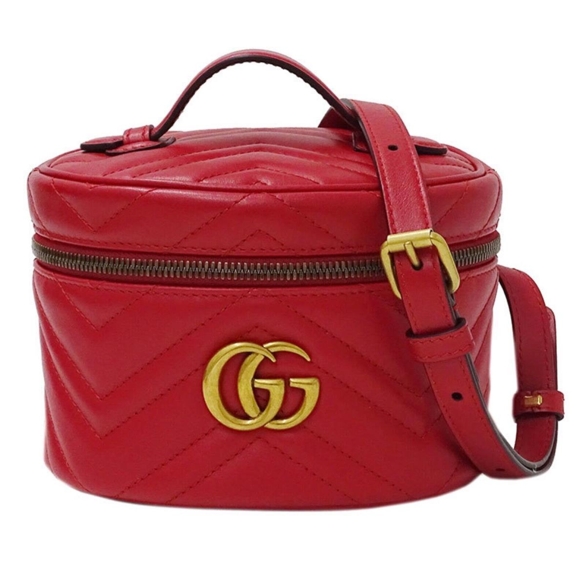 Gucci Rucksack Backpack Vanity Bag 598594 0416 Red Leather