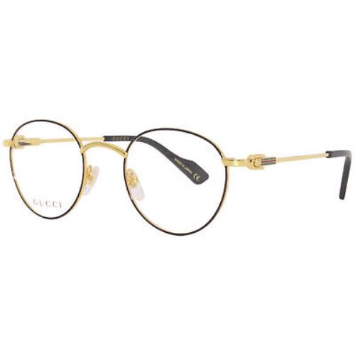 Gucci GG1222O 001 Eyeglasses Frame Men`s Black/gold Full Rim Oval Shape 48mm