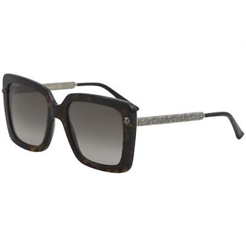 Gucci Women`s GG0216S GG/0216/S 002 Havana/silver Fashion Square Sunglasses 53mm