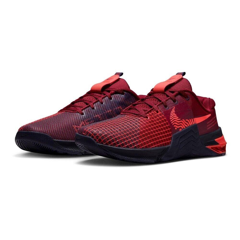 Nike Metcon 8 Training Gym Crossfit Shoes Crimson Red DO9328-600 Men`s Size 10.5 - Red
