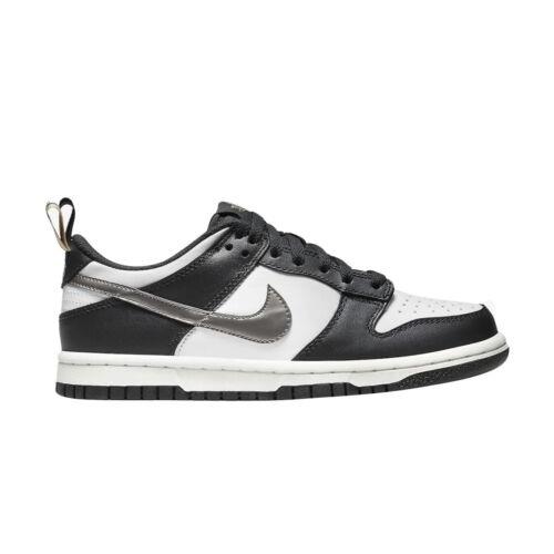 Nike Dunk Low SE Black White Metallic Shoes DH9764-001 GS 7Youth / 8.5 Women`s