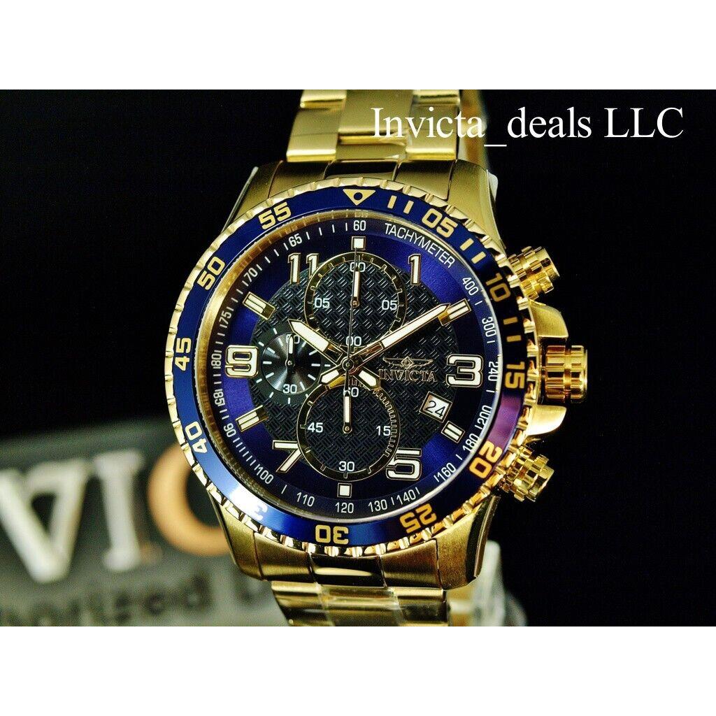 Invicta watch Specialty Zager Exclusive - Blue Face, Blue Dial, Gold Band