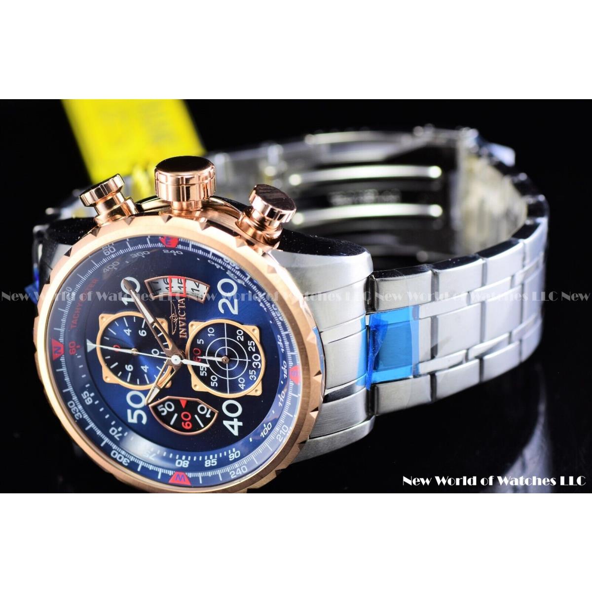 Invicta Men s Aviator Blue Dial Rose Gold Stainless Steel