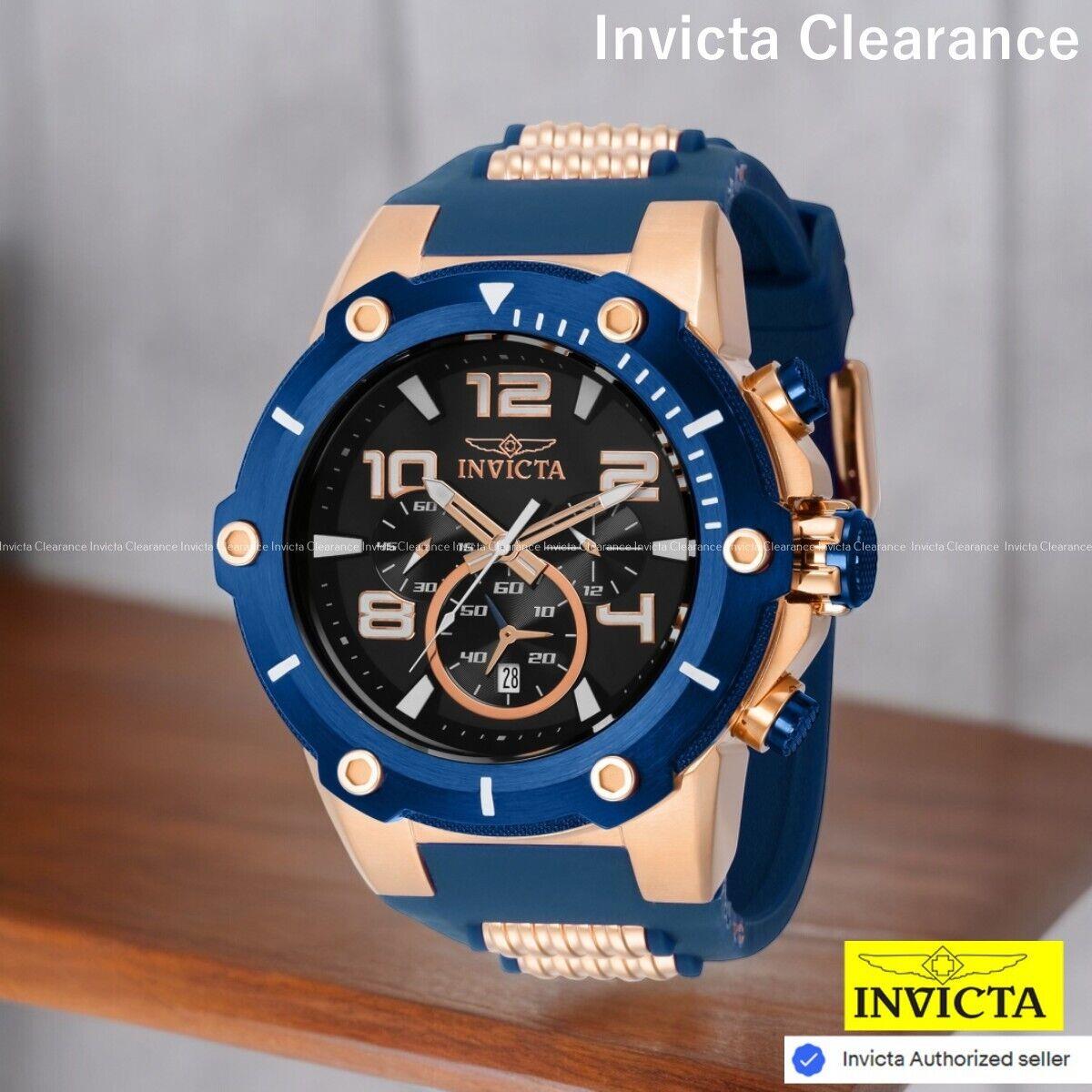 Invicta Speedway Men`s Quartz Chronograph Black Dial Silicone Steel 50mm Watch