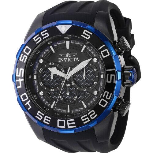 Invicta Men`s 37715 Speedway Quartz Multifunction Black Blue Dial Watch