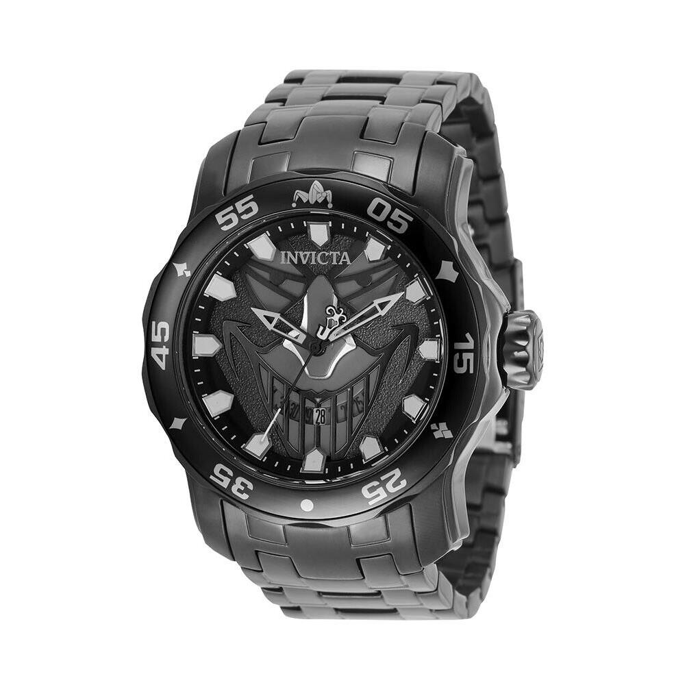 Invicta DC Comics Joker Men`s Watch - 48mm Black 35616 Free Cleaning Kit - Dial: Black, Band: Black