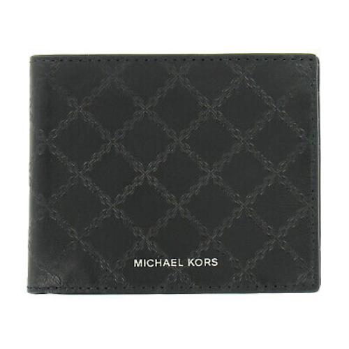 Michael Kors Andy Mens Leatehr 2 Slim Billfold Bi-fold Wallet Black