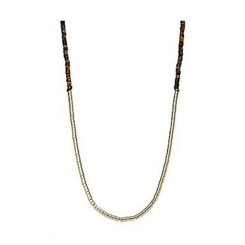 Michael Kors Sleek Exotics Gold+tiger`s Eye Beaded Long Necklace+crystal MKJ1605