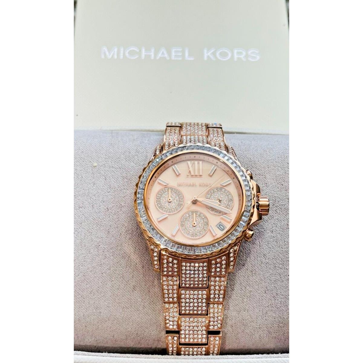 Michael Kors Everest Chronograph Rose Gold Stainless MK7235 Watch - Dial: Rose Gold, Band: Gold