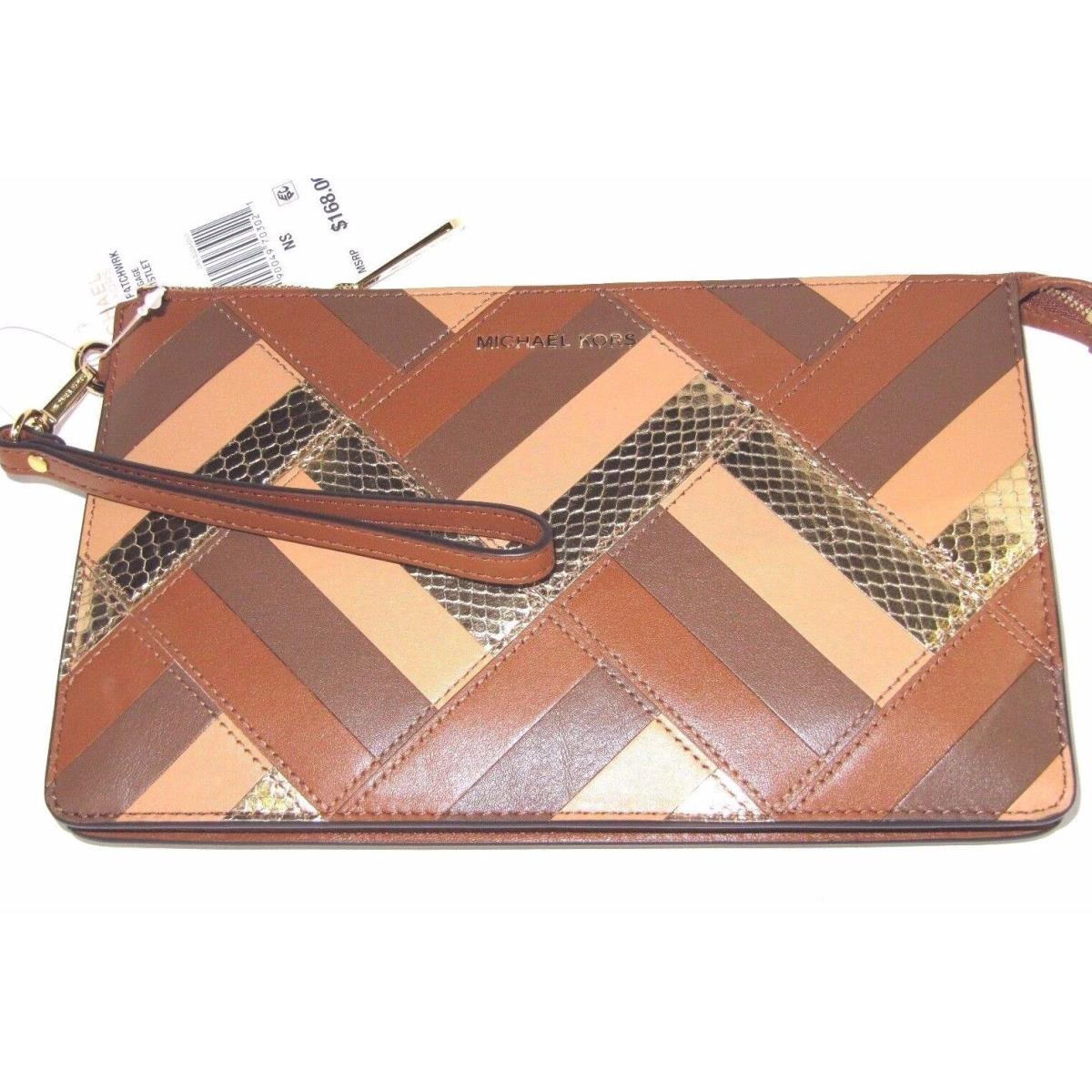 Michael Kors Patchwork Daniela Luggage Leather Large Wristlet Clutch Bag NWT$168