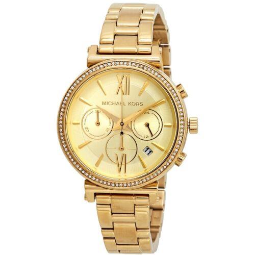 Michael Kors Sofie Crystal Chronograph Gold Tone Womens Watch MK6559