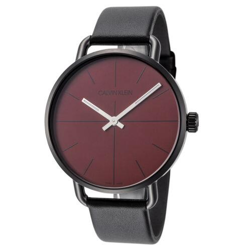 Calvin Klein Men`s K7B214CP Even 42mm Red Dial Leather Watch