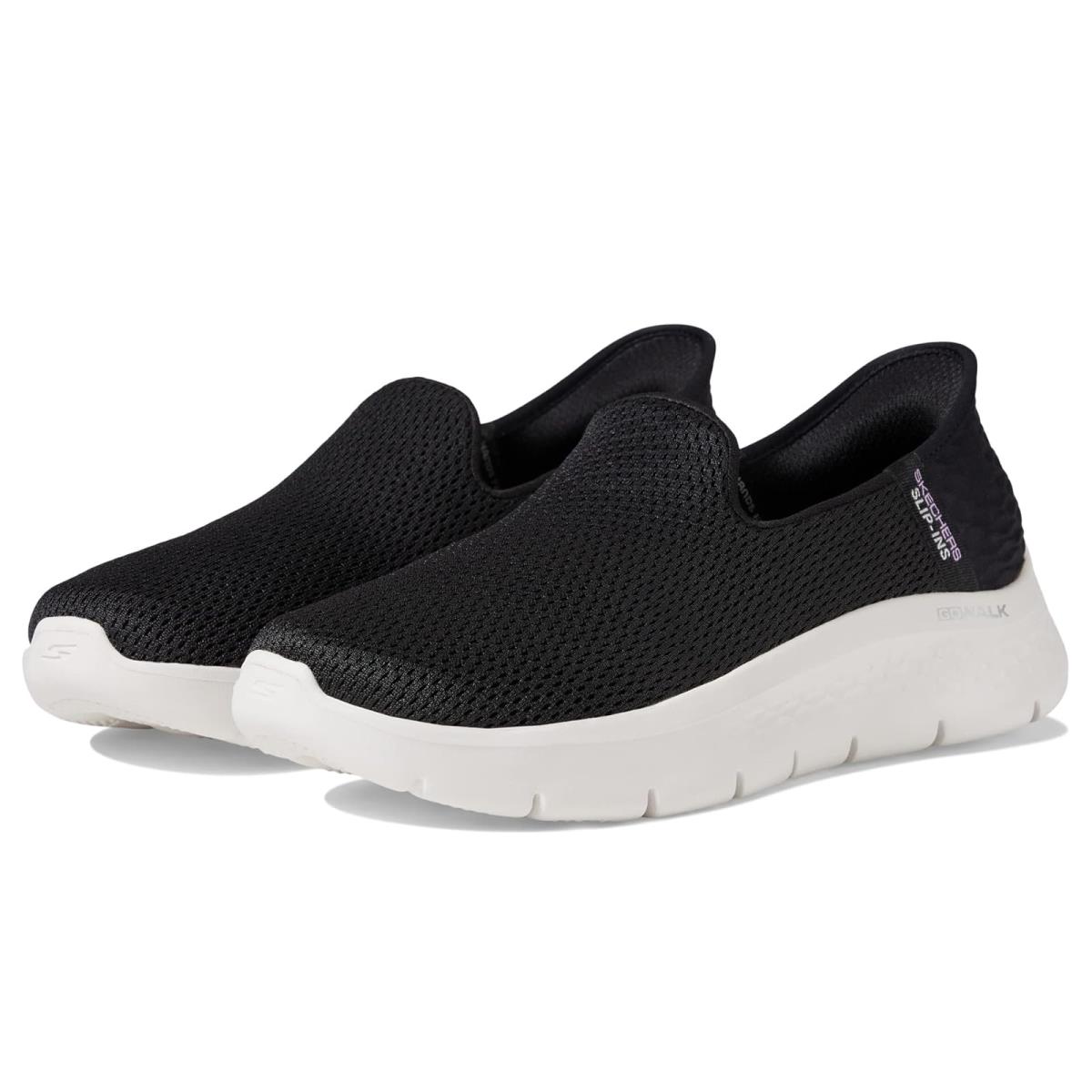 Woman`s Shoes Skechers Performance Go Walk Flex Slip-ins - Relish Black/White